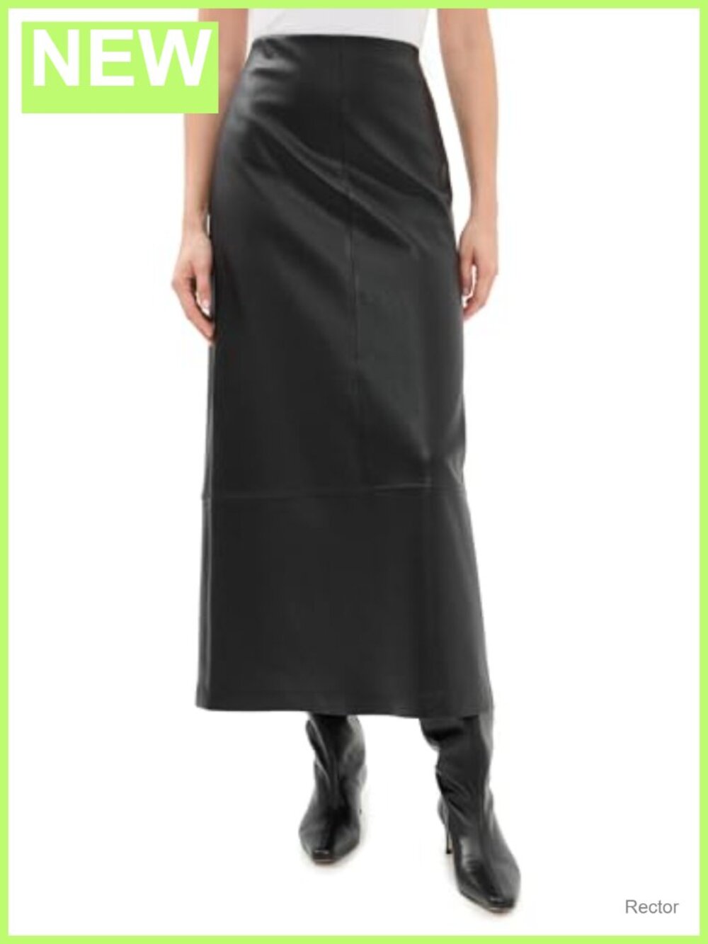 Faux Leather Maxi Skirt High Rise Split Hem